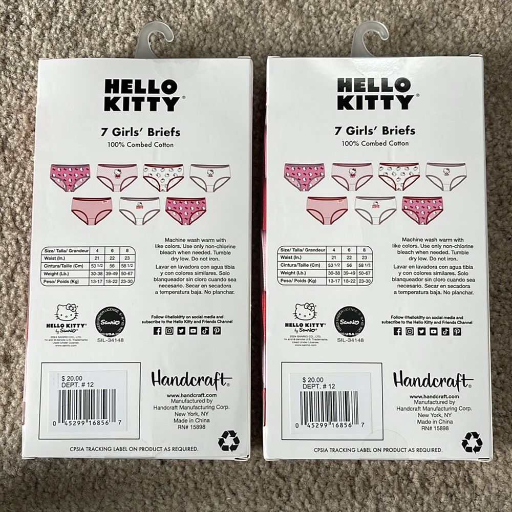 Hello Kitty set of 14 girls briefs underwater size 6 new - Picture 2 of 2